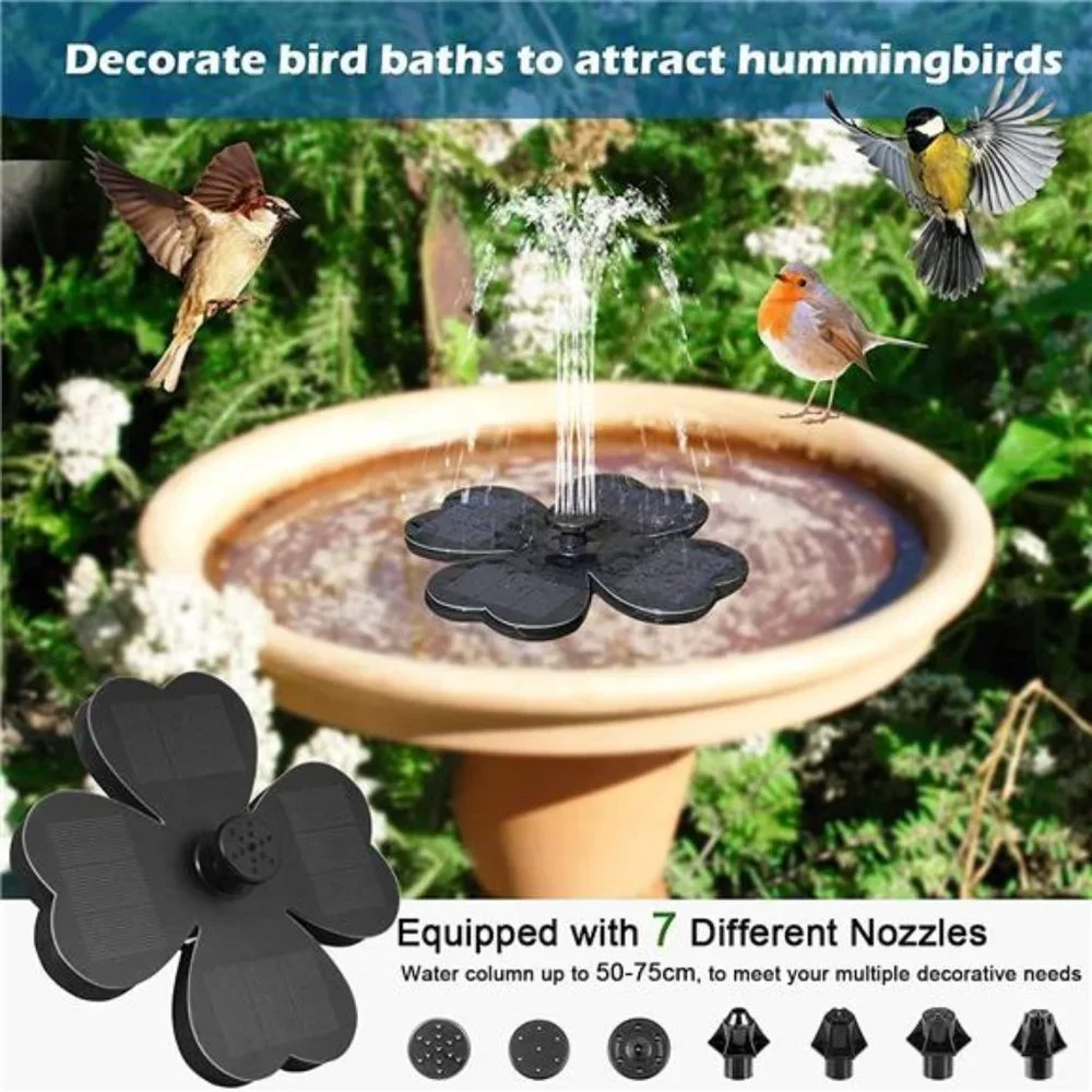 Solar Fountain Pump for Bird Bath, Lucky Clover Solar Water Pump for Pond